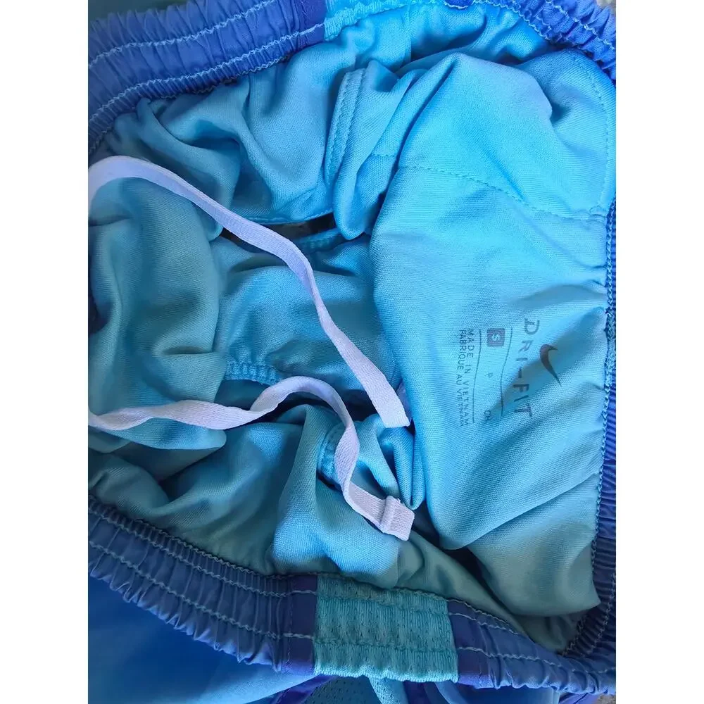Nike Dri-FIT Girls Small Running Shorts Blue Mesh Inset Athletic